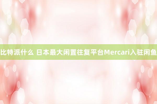比特派什么 日本最大闲置往复平台Mercari入驻闲鱼
