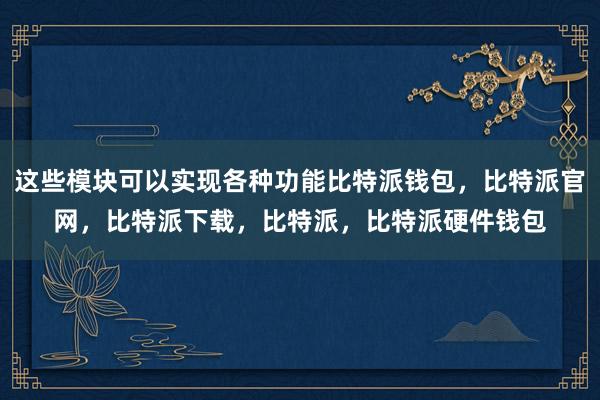 这些模块可以实现各种功能比特派钱包，比特派官网，比特派下载，比特派，比特派硬件钱包