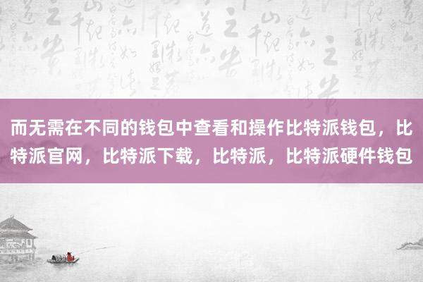 而无需在不同的钱包中查看和操作比特派钱包，比特派官网，比特派下载，比特派，比特派硬件钱包