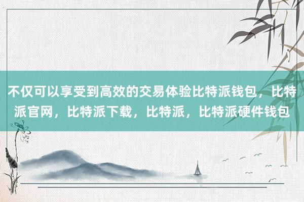 不仅可以享受到高效的交易体验比特派钱包，比特派官网，比特派下载，比特派，比特派硬件钱包