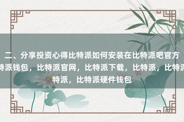 二、分享投资心得比特派如何安装在比特派吧官方贴吧中比特派钱包，比特派官网，比特派下载，比特派，比特派硬件钱包