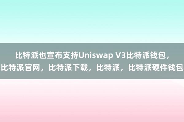 比特派也宣布支持Uniswap V3比特派钱包，比特派官网，比特派下载，比特派，比特派硬件钱包