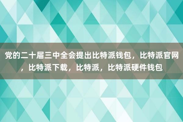 党的二十届三中全会提出比特派钱包，比特派官网，比特派下载，比特派，比特派硬件钱包