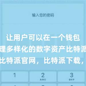 让用户可以在一个钱包中轻松管理多样化的数字资产比特派钱包，比特派官网，比特派下载，比特派，比特派硬件钱包